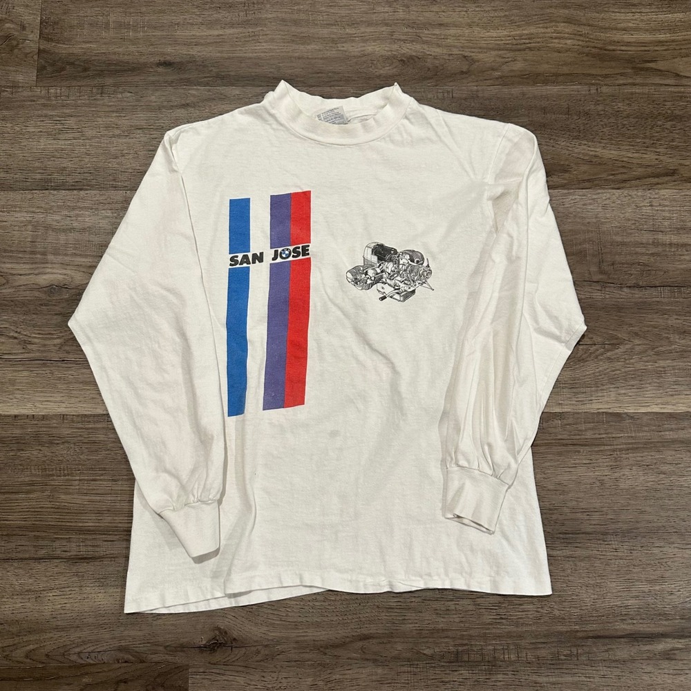 Vintage 90s San Jose BMW Motorcycles Long Sleeve T-Shirt Men L Hanes Beefy-T USA